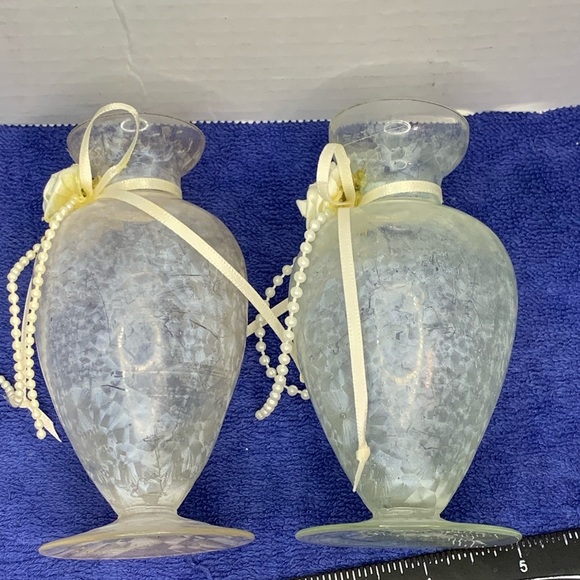 Pair 2 Glass Perfume Bottle  Decanter w/ Glass Stoppers - 5 1/2” Tall - Picture 7 of 12